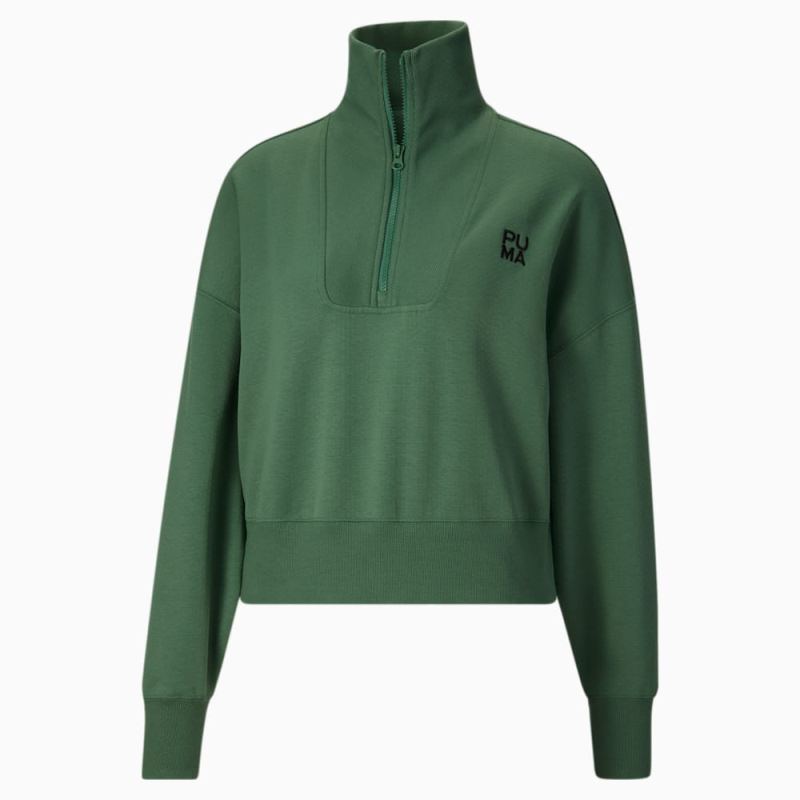 Puma | Women's Infuse Half-Zip Oversized Sweatshirt - Deep Forest