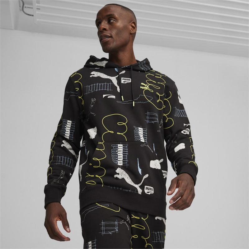 Puma | Men's BRAND LOVE Hoodie - Black-AOP