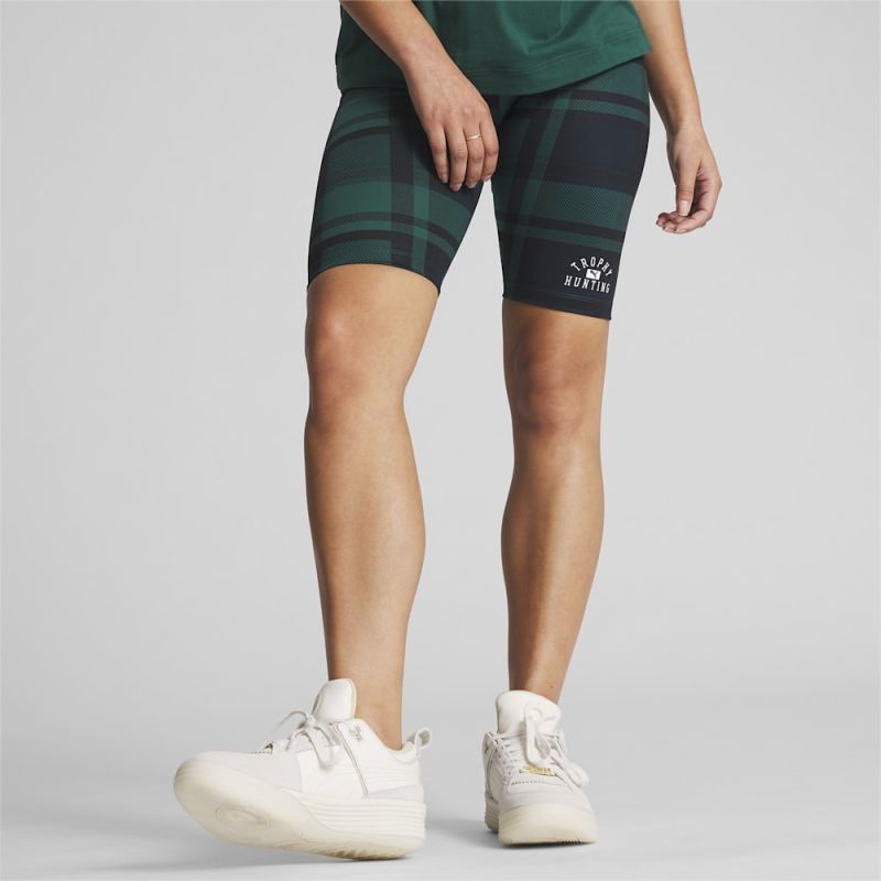 Puma | Women's x TROPHY HUNTING Basketball Biker Shorts - Malachite-AOP