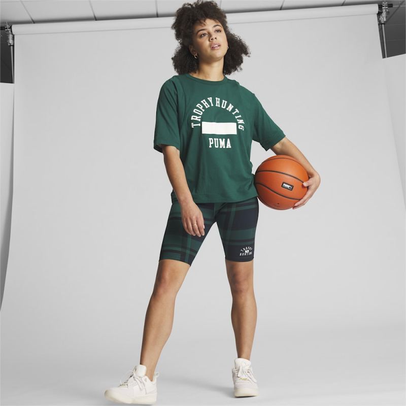 Puma | Women's x TROPHY HUNTING Basketball Biker Shorts - Malachite-AOP