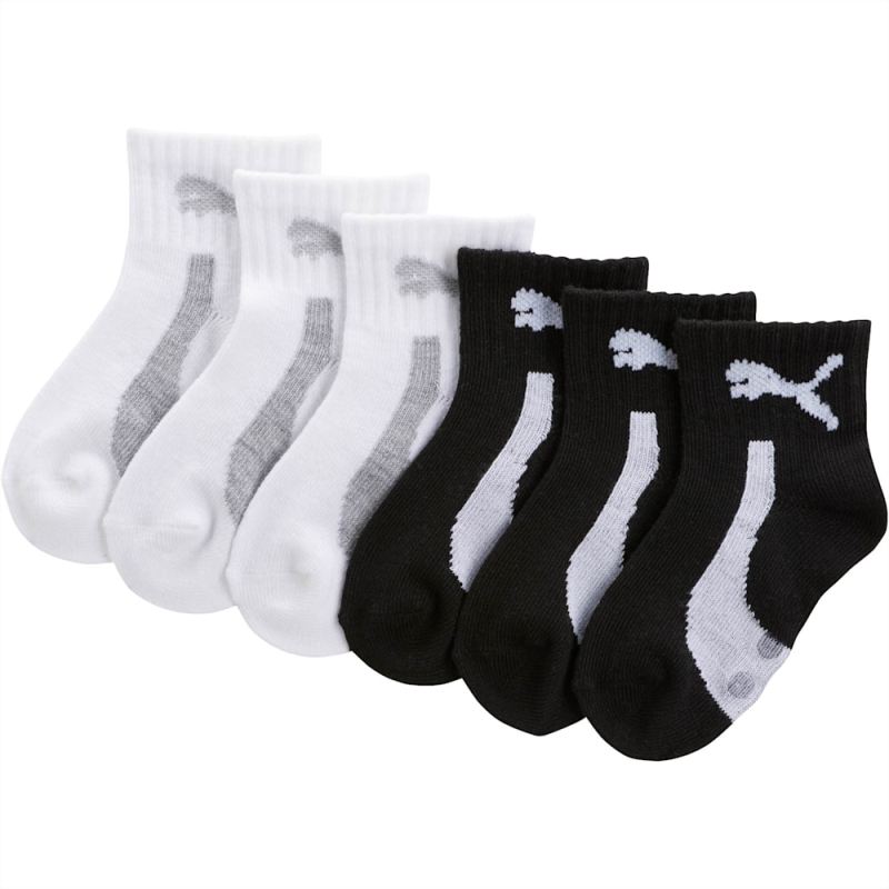 Puma | Boys Infant Unisex Quarter Crew Socks (3 Pairs) - WHITE / BLACK