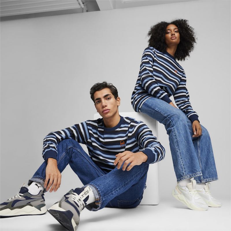 Puma | Men's DOWNTOWN 180 Striped Tee - Zen Blue-AOP