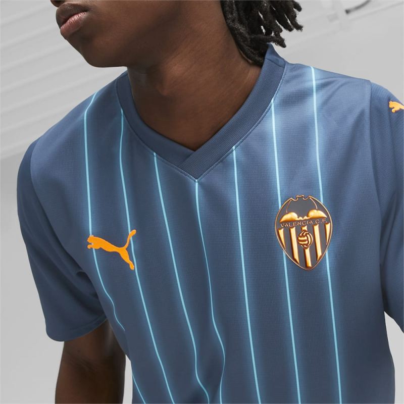 Puma | Men's Valencia C.F. 23/24 Away Jersey - Marine Blue-Ultra Orange