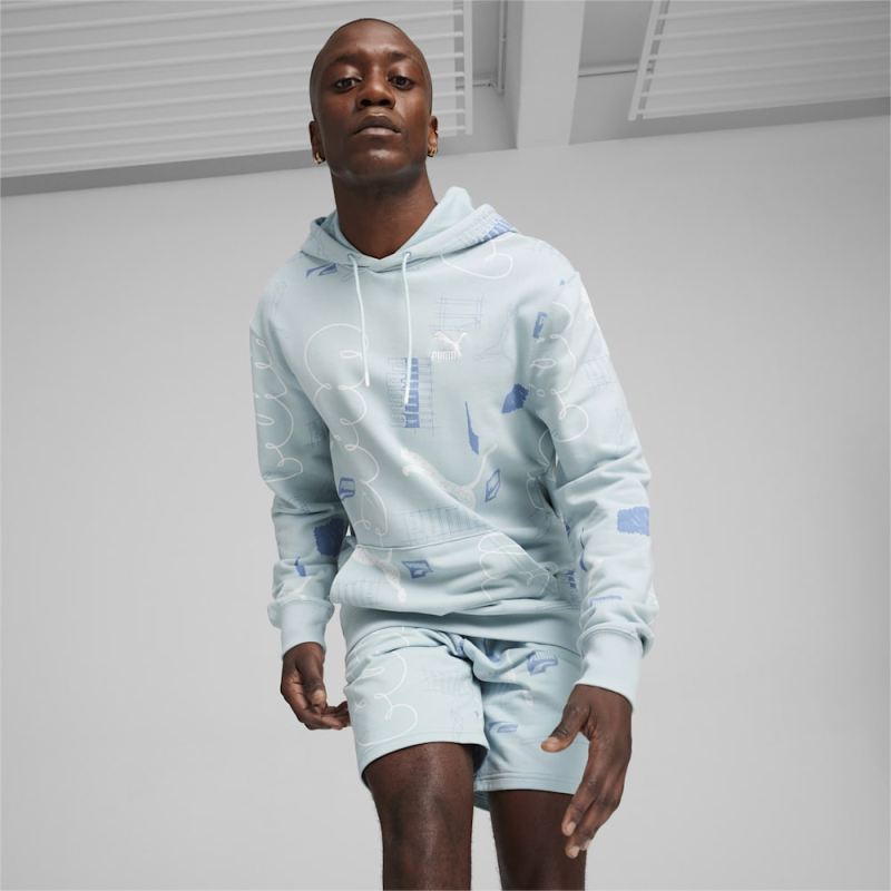 Puma | Men's BRAND LOVE Hoodie - Turquoise Surf-AOP