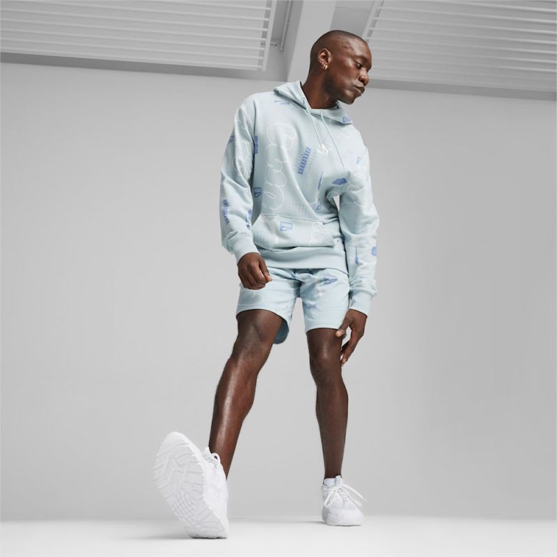 Puma | Men's BRAND LOVE Hoodie - Turquoise Surf-AOP