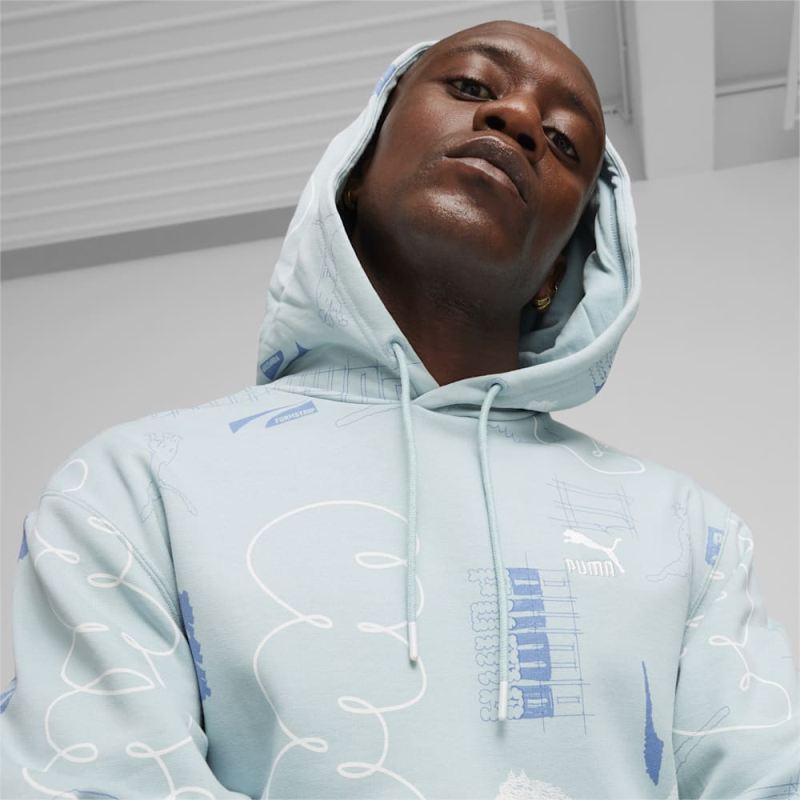 Puma | Men's BRAND LOVE Hoodie - Turquoise Surf-AOP