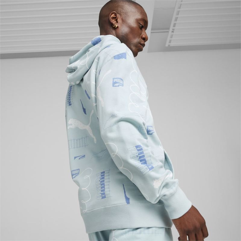 Puma | Men's BRAND LOVE Hoodie - Turquoise Surf-AOP