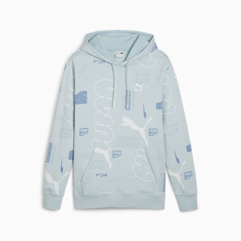 Puma | Men's BRAND LOVE Hoodie - Turquoise Surf-AOP