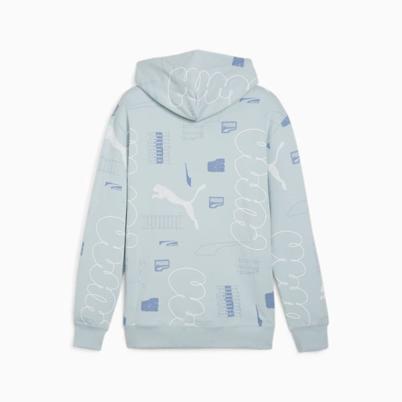 Puma | Men's BRAND LOVE Hoodie - Turquoise Surf-AOP