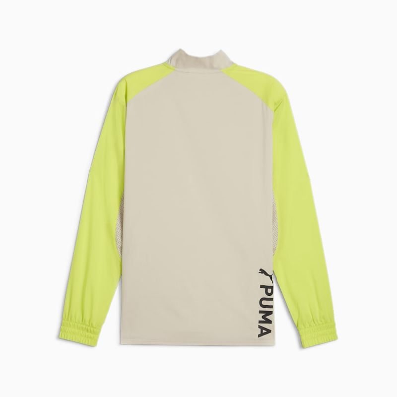 Puma | Men's FIT Woven Quarter Zip Sweater - Putty-Lime Pow