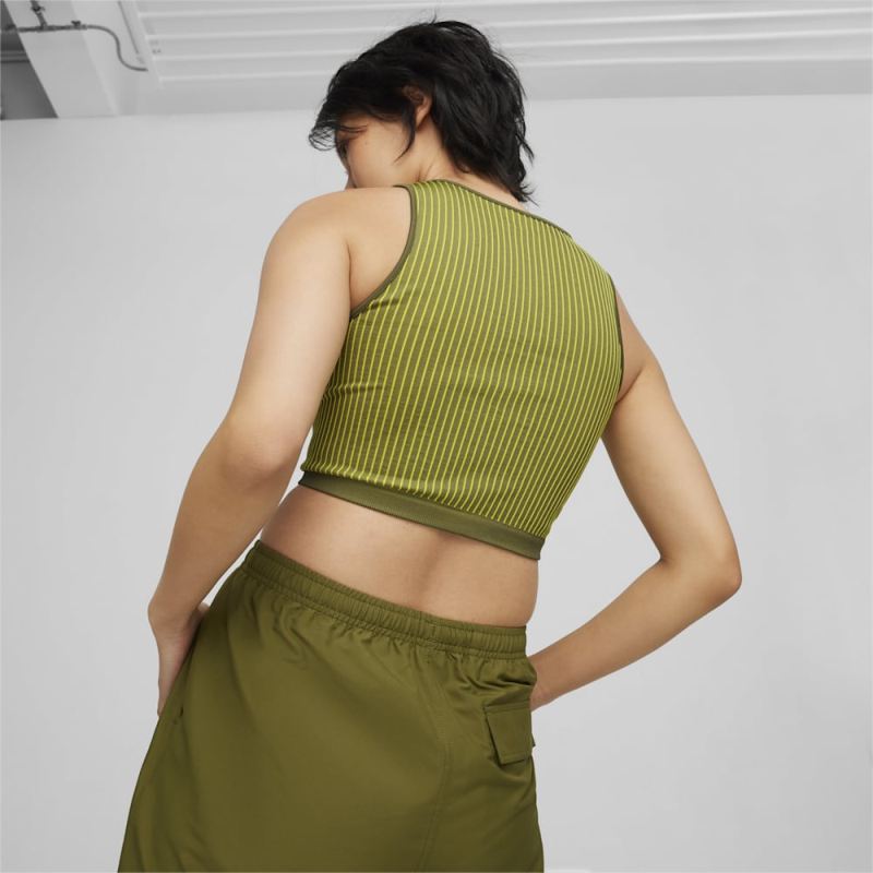 Puma | Women's DARE TO Crop Top - Olive Green