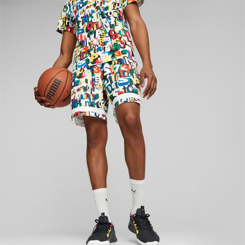 Puma | Men's Trash Talk Basketball Shorts - White-AOP