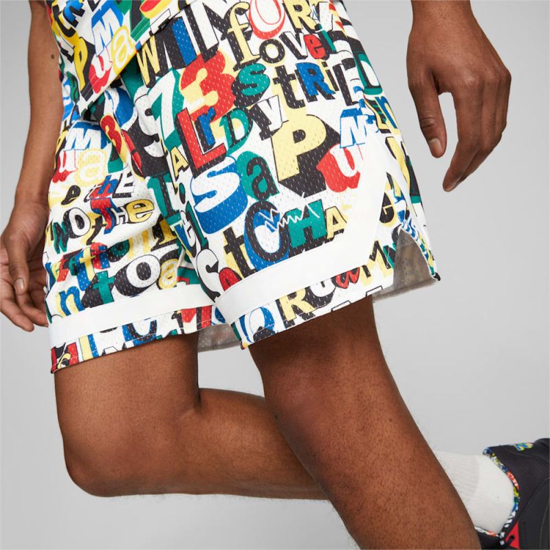 Puma | Men's Trash Talk Basketball Shorts - White-AOP