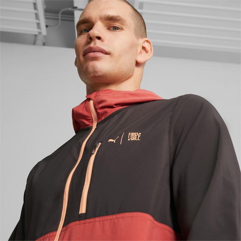 Puma | Men's x FIRST MILE Running Jacket - Black-Astro Red