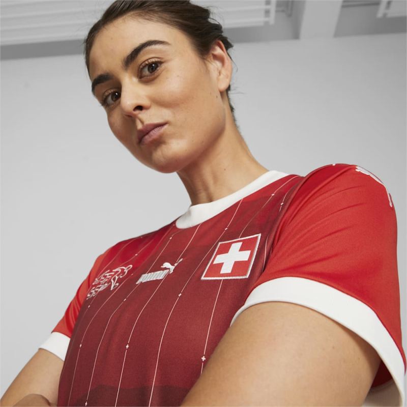 Puma | Women's Switzerland 23/24 World Cup Home Jersey - Red-White