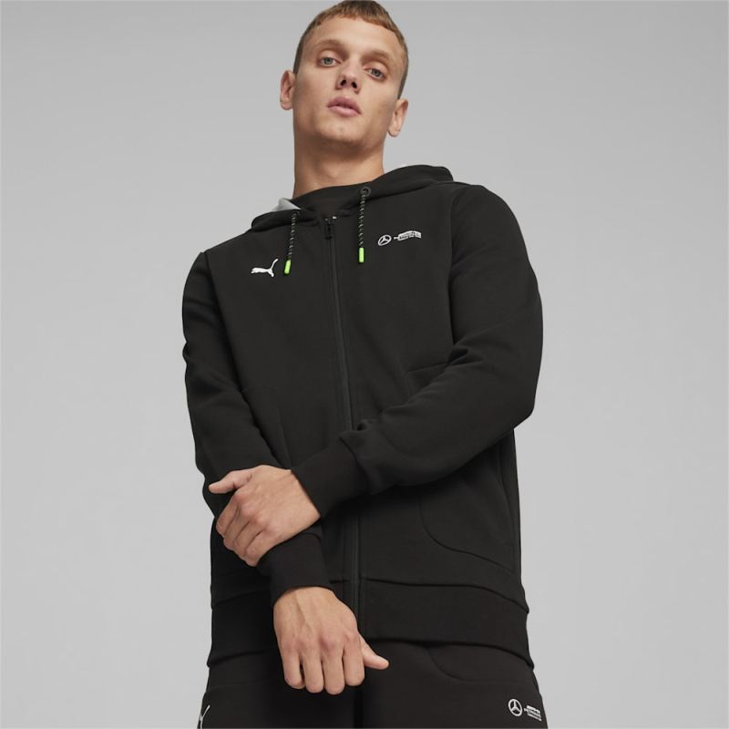 Puma | Men's Mercedes AMG-Petronas F1 Motorsport Hooded Sweat Jacket - Black - Click Image to Close