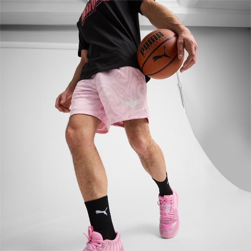 Puma | Men's x LAMELO BALL IRIDESCENT Basketball Shorts - Whisp Of Pink - Click Image to Close