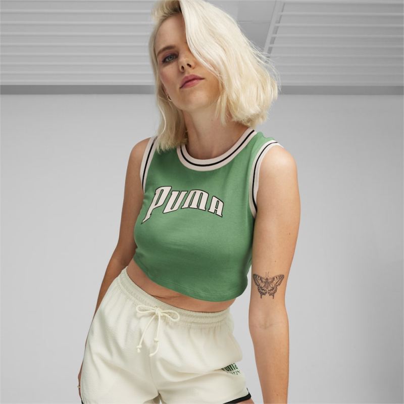 Puma | Women's For the Fanbase Puma | Women's TEAM Graphic Crop Top - Archive Green