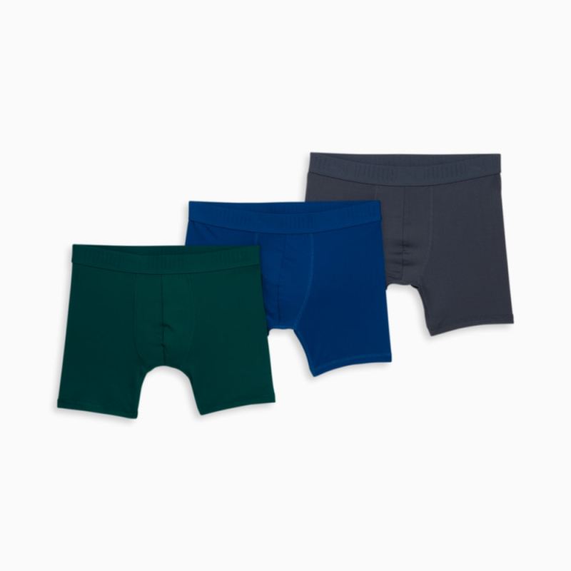 Puma | Men's Soft Boxer Briefs (3 Pack) - GREEN / BLUE