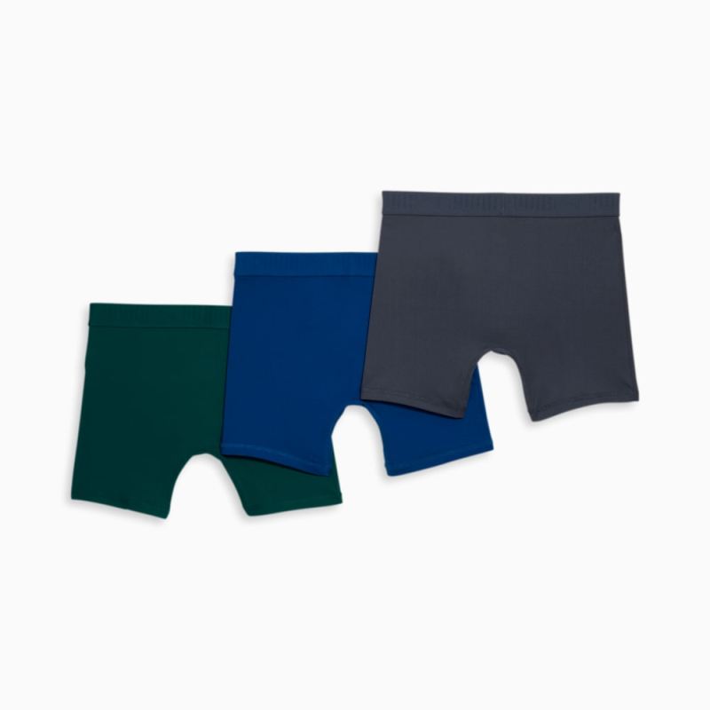 Puma | Men's Soft Boxer Briefs (3 Pack) - GREEN / BLUE