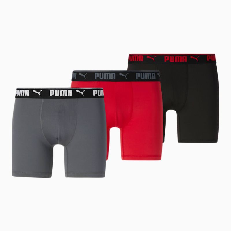 Puma | Men's Training Boxer Briefs [3 Pack] - RED / GREY