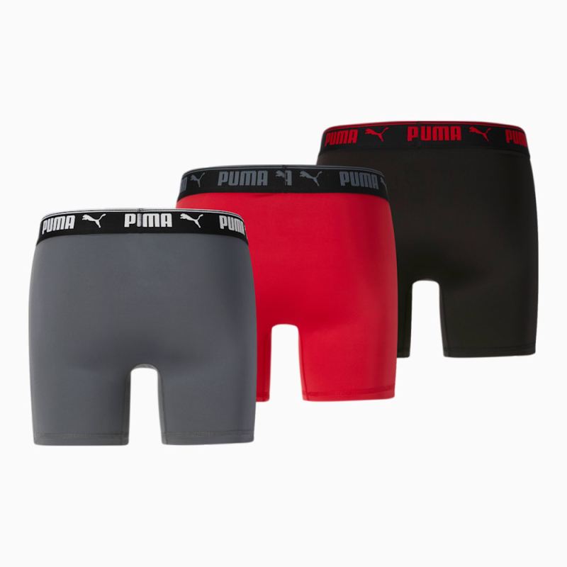 Puma | Men's Training Boxer Briefs [3 Pack] - RED / GREY