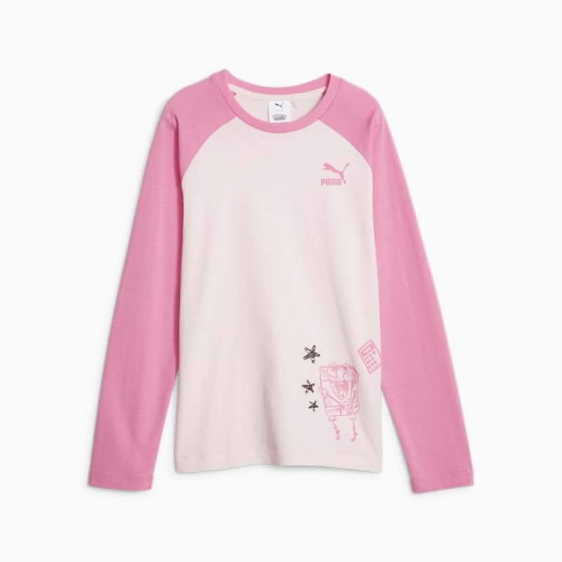 Puma | Boys Puma | Boys x SPONGEBOB SQUAREPANTS Kids Long Sleeve Tee - Frosty Pink