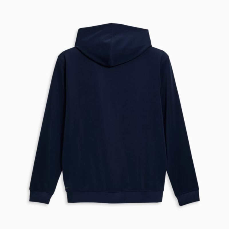 Puma | Men's Fit Double Knit Full-Zip Hoodie - Navy-Neon Sun