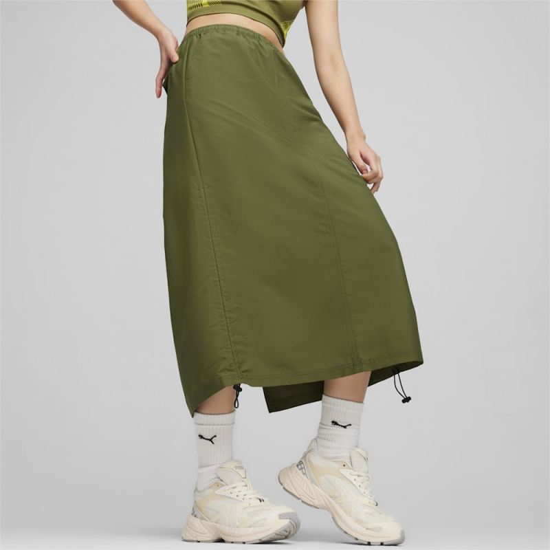 Puma | Women's DARE TO Midi Woven Skirt - Olive Green