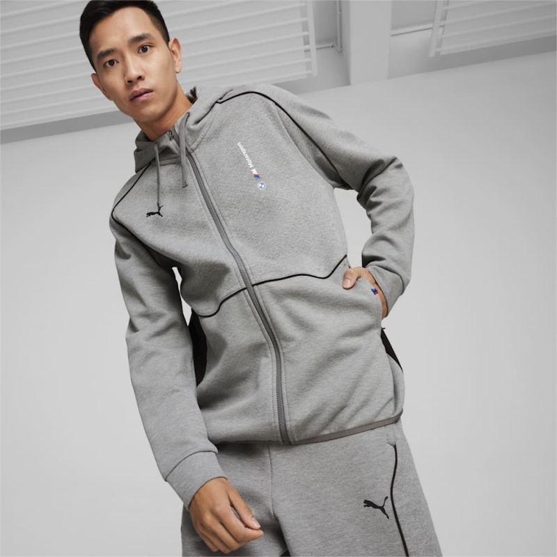 Puma | Men's BMW M Motorsport Hooded Motorsport Sweat Jacket - Medium Gray Heather