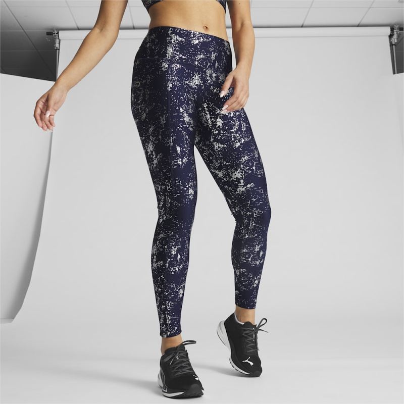 Puma | Women's Metallic Shine Leggings - Navy-Silver