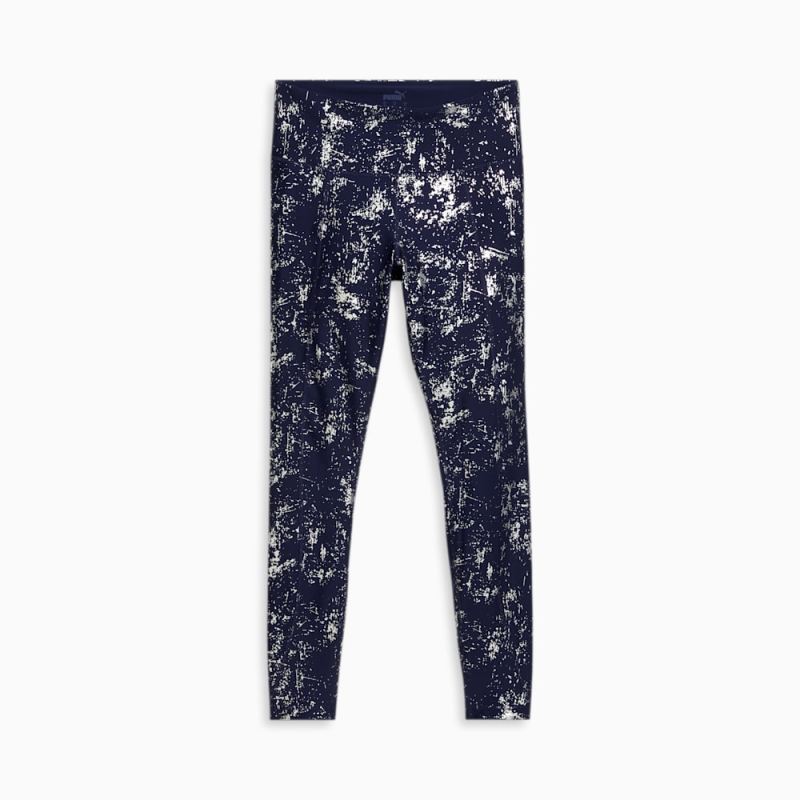 Puma | Women's Metallic Shine Leggings - Navy-Silver