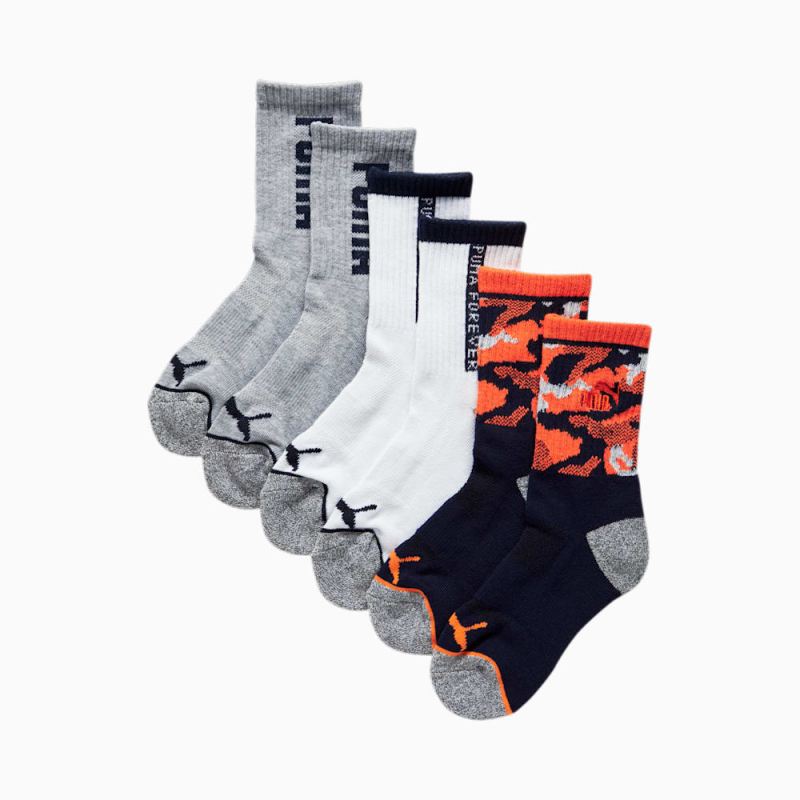 Puma | Boys Half-Terry Quarter Length Socks (3 Pack) - NAVY / ORANGE