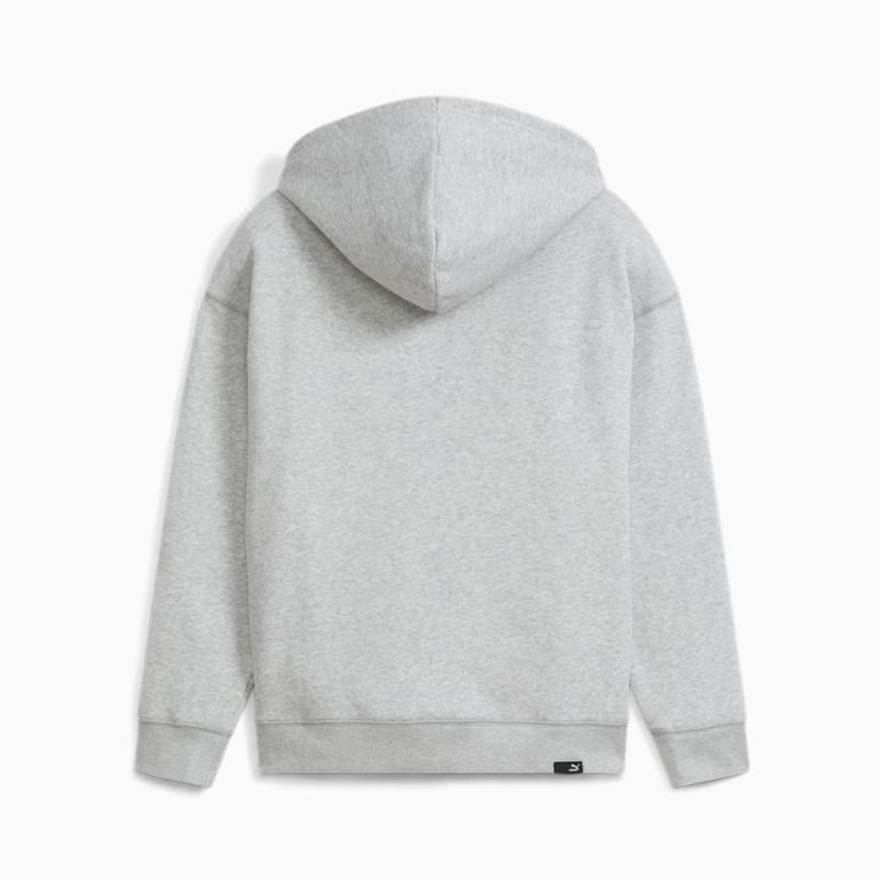 Puma | Women's Suede Logo Full-Zip Hoodie - Light Gray Heather