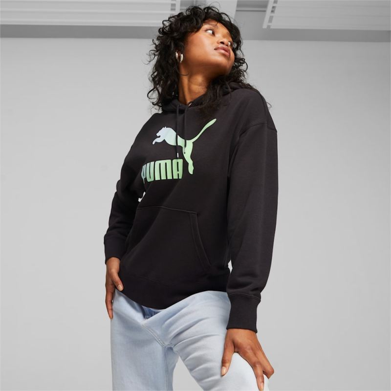 Puma | Women's Classics Logo Infill Hoodie - Black-Beach Days