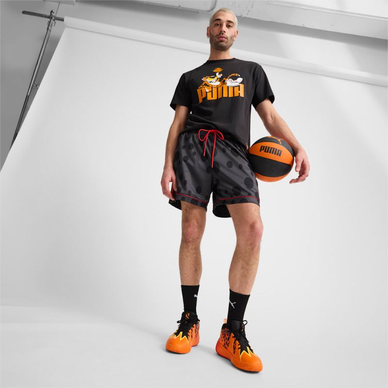 Puma | Men's HOOPS x CHEETOS Mesh Basketball Shorts - Black - Click Image to Close