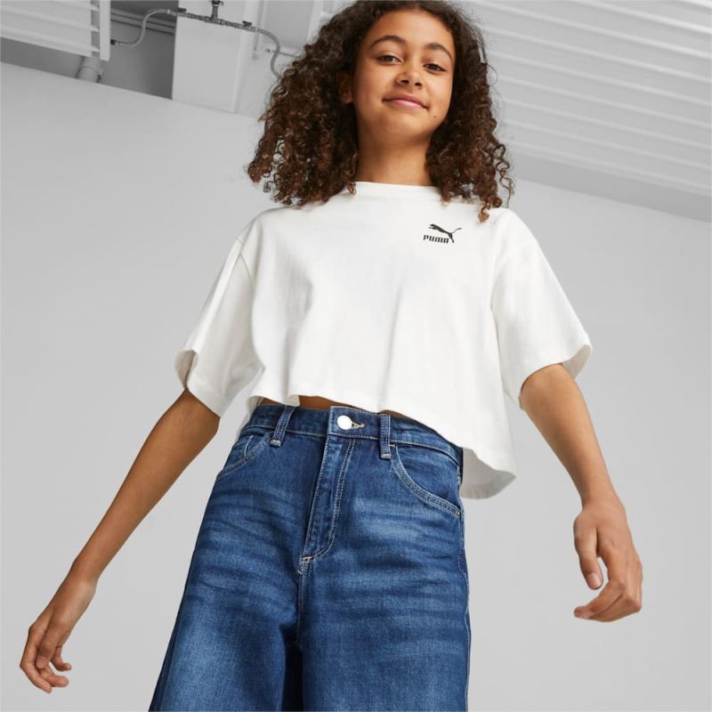 Puma | Boys Classics Big Kids Cropped Tee - White