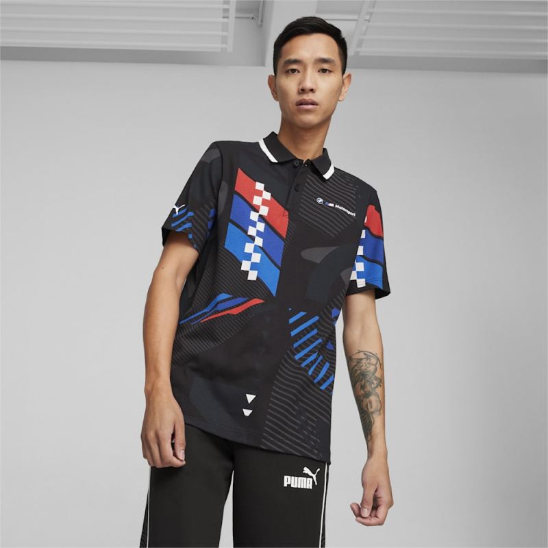 Puma | Men's BMW M Motorsport All-Over Print Polo - Black-AOP