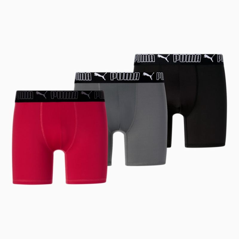 Puma | Men's Training Boxer Briefs [3 Pack] - RED / WHITE