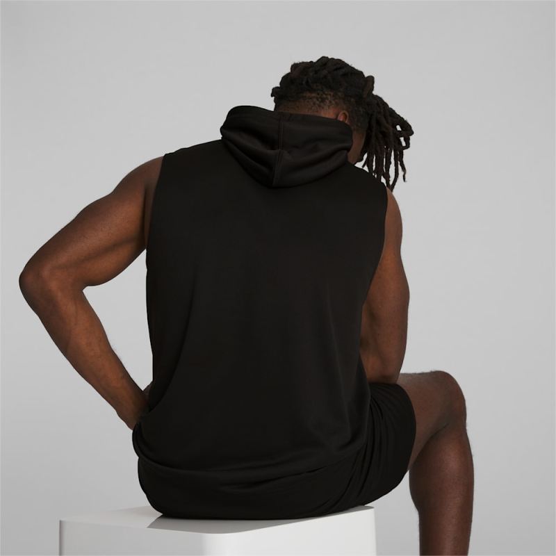 Puma | Men's Tech Knit Sleeveless Training Hoodie - Black-Cool Dark Gray