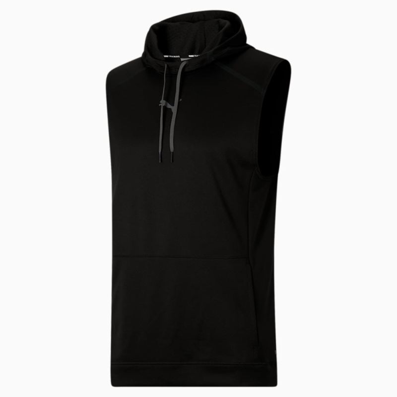 Puma | Men's Tech Knit Sleeveless Training Hoodie - Black-Cool Dark Gray