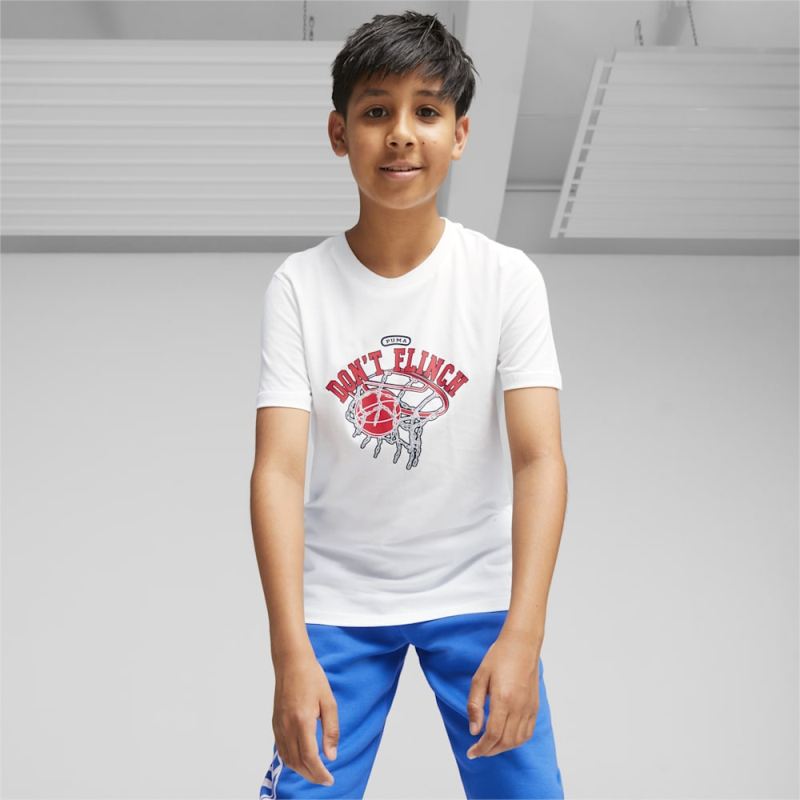 Puma | Boys Basketball Big Kids Graphic Tee - White