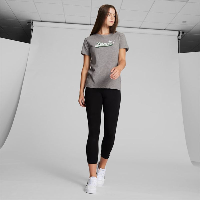 Puma | Women's Vintage Script Logo Tee - Medium Gray Heather