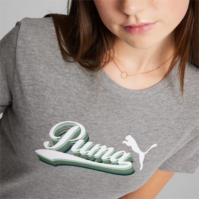 Puma | Women's Vintage Script Logo Tee - Medium Gray Heather