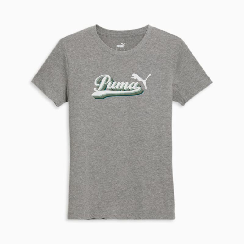 Puma | Women's Vintage Script Logo Tee - Medium Gray Heather