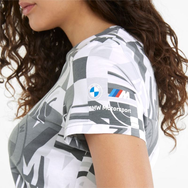 Puma | Women's BMW M Motorsport Statement Printed Tee - White-Gray color AOP