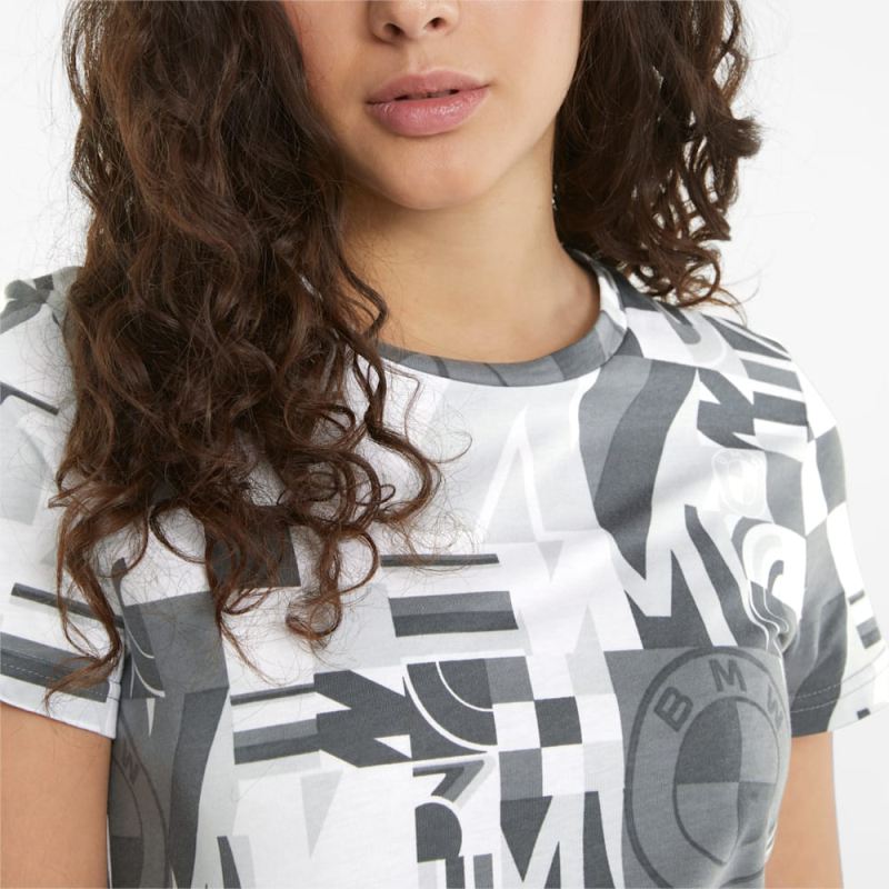 Puma | Women's BMW M Motorsport Statement Printed Tee - White-Gray color AOP