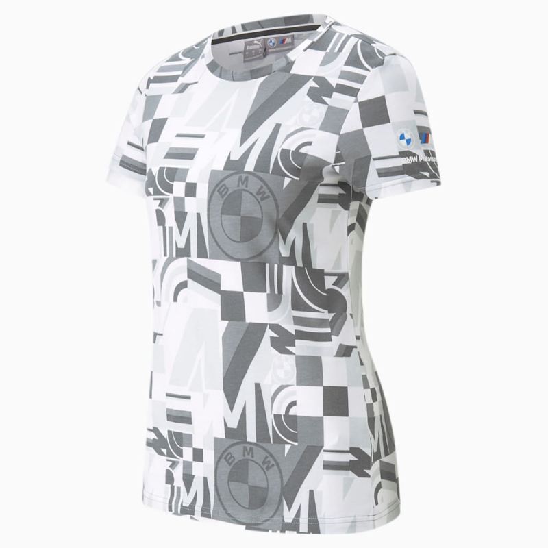 Puma | Women's BMW M Motorsport Statement Printed Tee - White-Gray color AOP