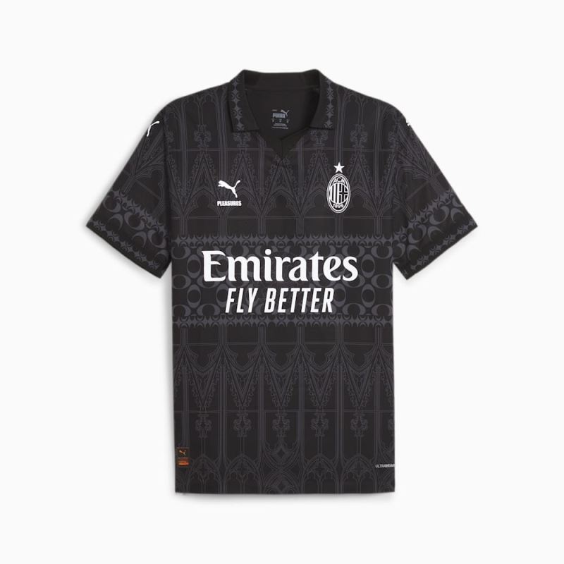 Puma | Men's AC MILAN x PLEASURES Authentic Soccer Jersey - Black-Asphalt