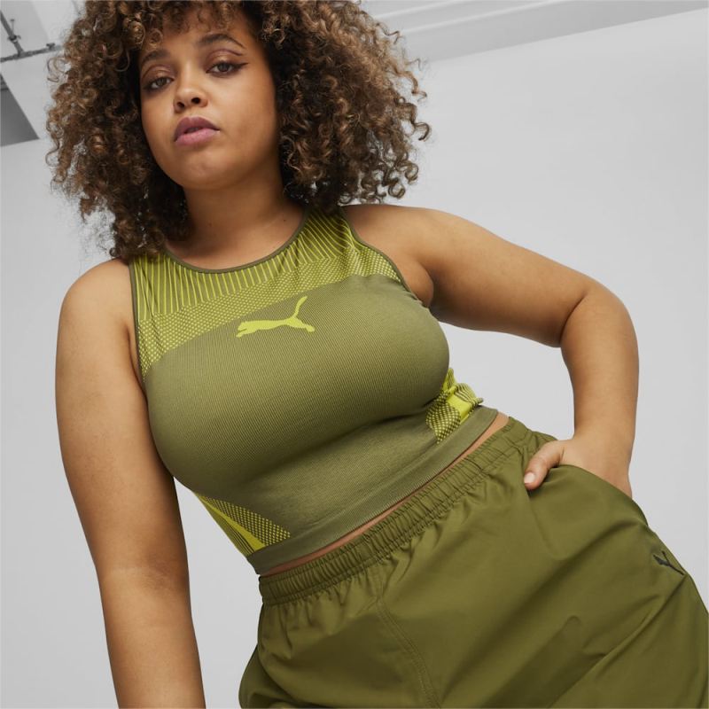 Puma | Women's DARE TO Crop Top - Olive Green